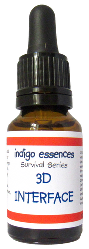 Bottle of Indigo Essences 3D Interface with dropper on a white background